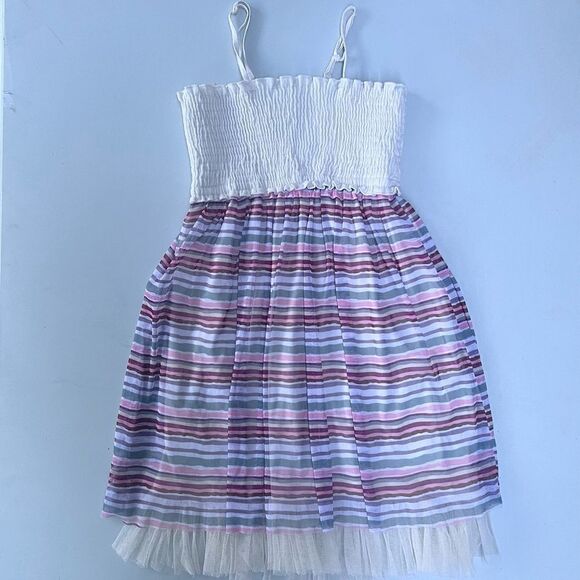 Rachael & Chloe Kids Big Girl's White Multicolored Striped Dress Size 8 - Picture 1 of 4